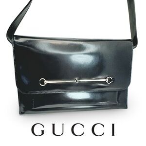 *RARE* Vintage Gucci Tom Ford Horse-bit Patent Leather Bag in Dark Charcoal! 🩶